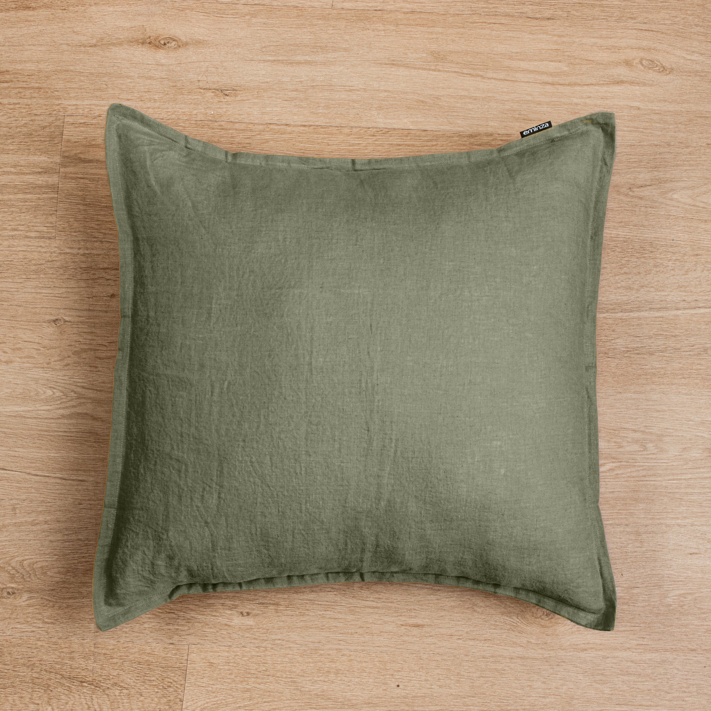 Federa quadrata lino lavato (60 cm) Louise Verde rosmarino 1