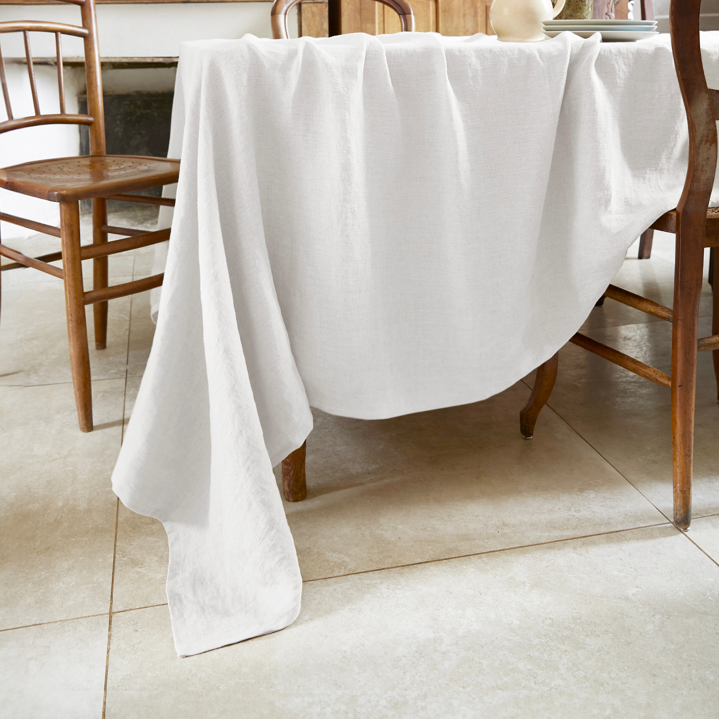 Tovaglia rettangolare lino lavato (L250 cm) Louise Bianco 1