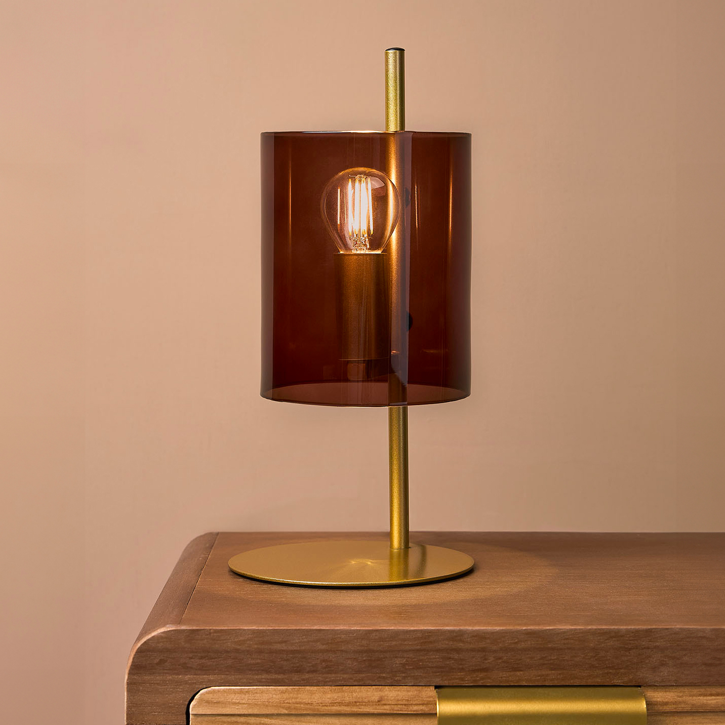 Lampada da tavolo in vetro (H34 cm) Victoria Marrone