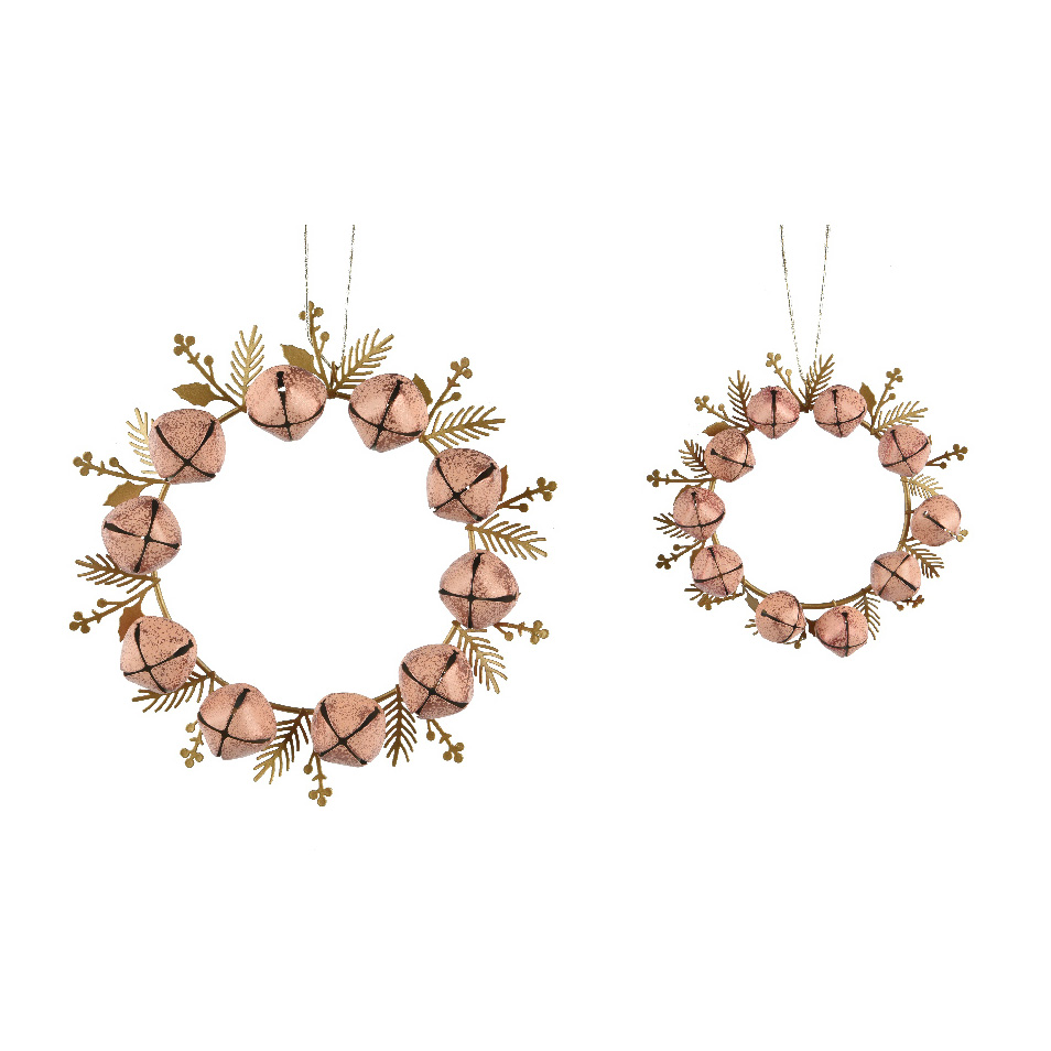 Set di 2 pendenti in metallo (D19 cm) Corona di campanelli Rosa e oro