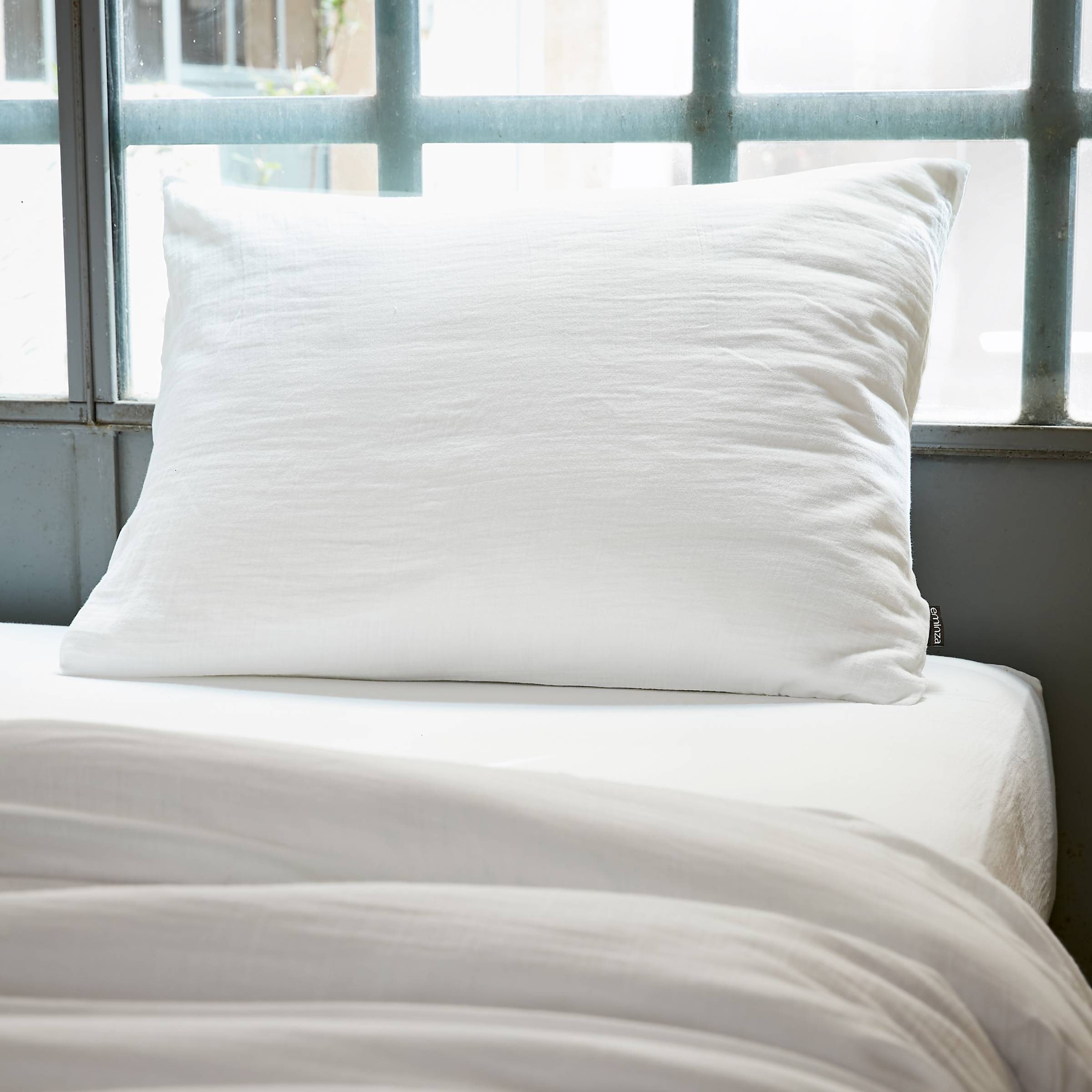Federa rettangolare garza di cotone (70 cm) Gaïa Bianco chantilly 1
