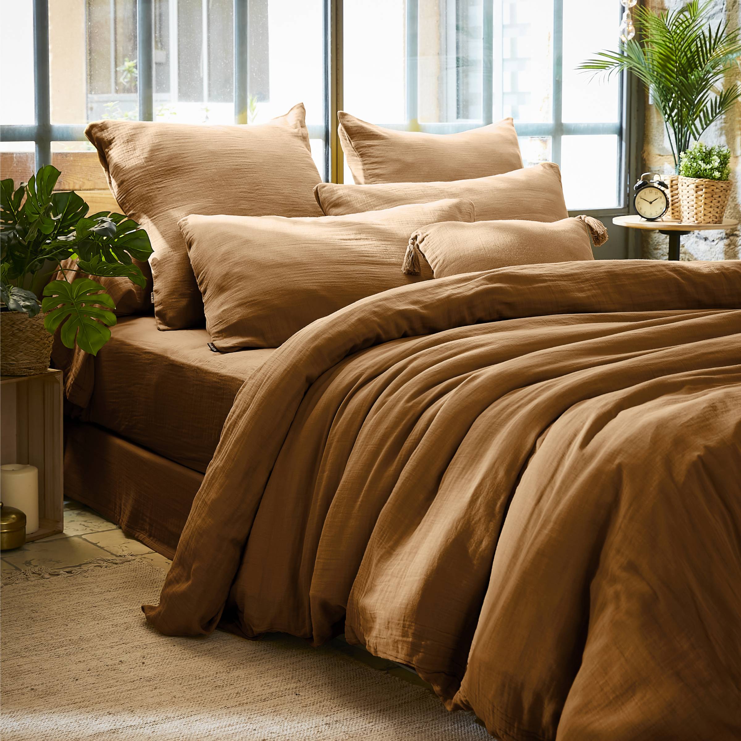 Copripiumino garza di cotone (260 cm) Gaïa Camel 1