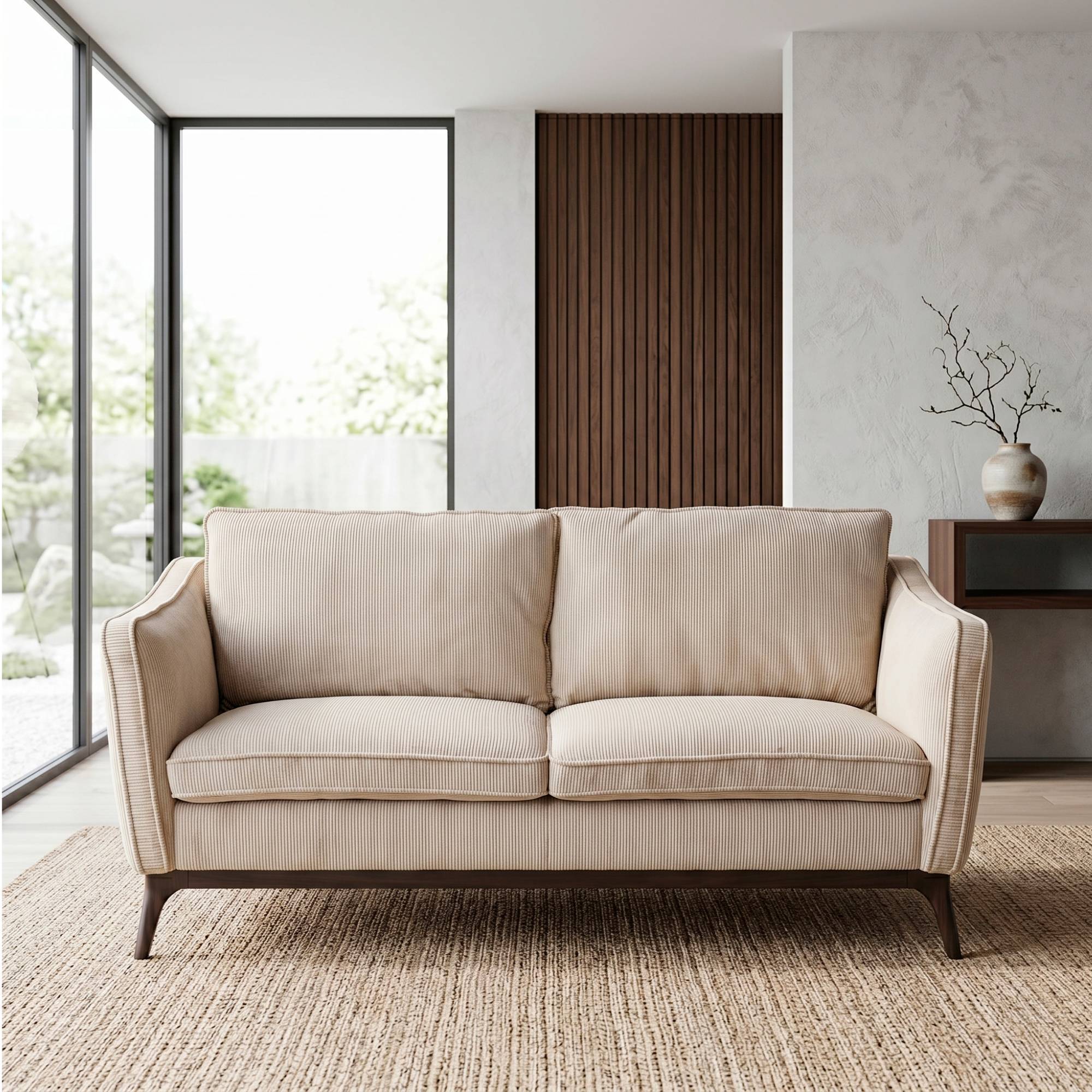 Divano diritto 2 posti in velluto a coste (169 cm) Owen Beige