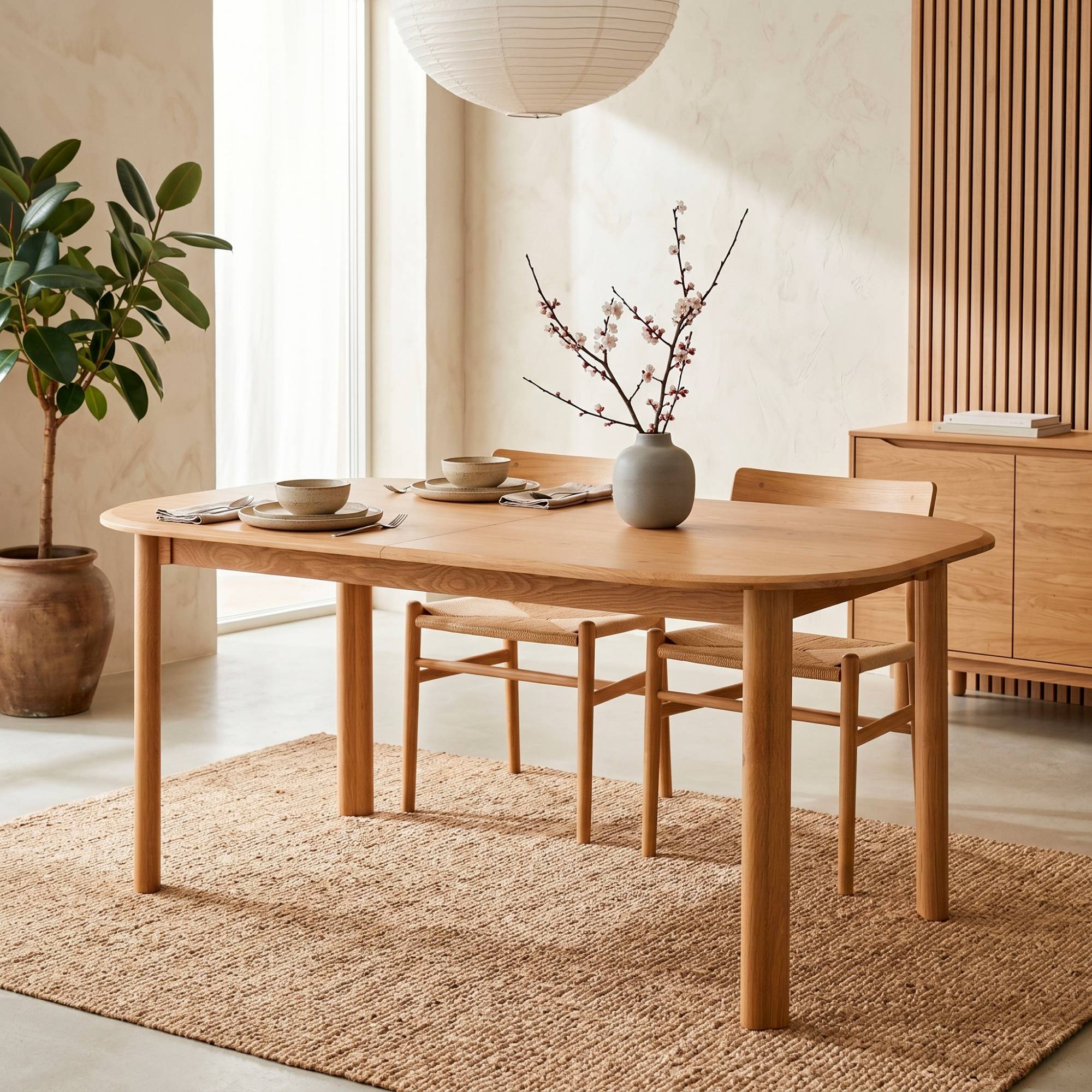 Tavolo rettangolare allungabile con prolunga in rovere (160 cm) Oakland Naturale